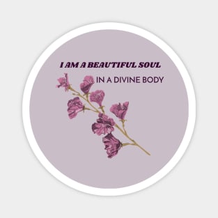 Affirmations, self love, self care, purple floral Magnet